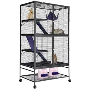 Small Animal Cage, 64 in H Deluxe Ferret Cage - 4 Tier Large Chinchilla Cage with Removable Ramp, Hammock,Removable Tray for Ferret, Chinchilla, Guinea Pig,Hamster (36x23x64 Inches)