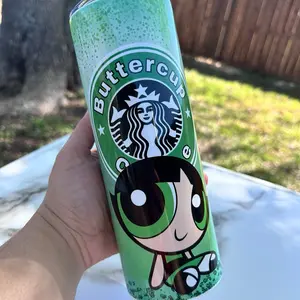 Power puffs Girl (Buttercup) Tumbler 20 oz Stainless Steel with Metal Straw