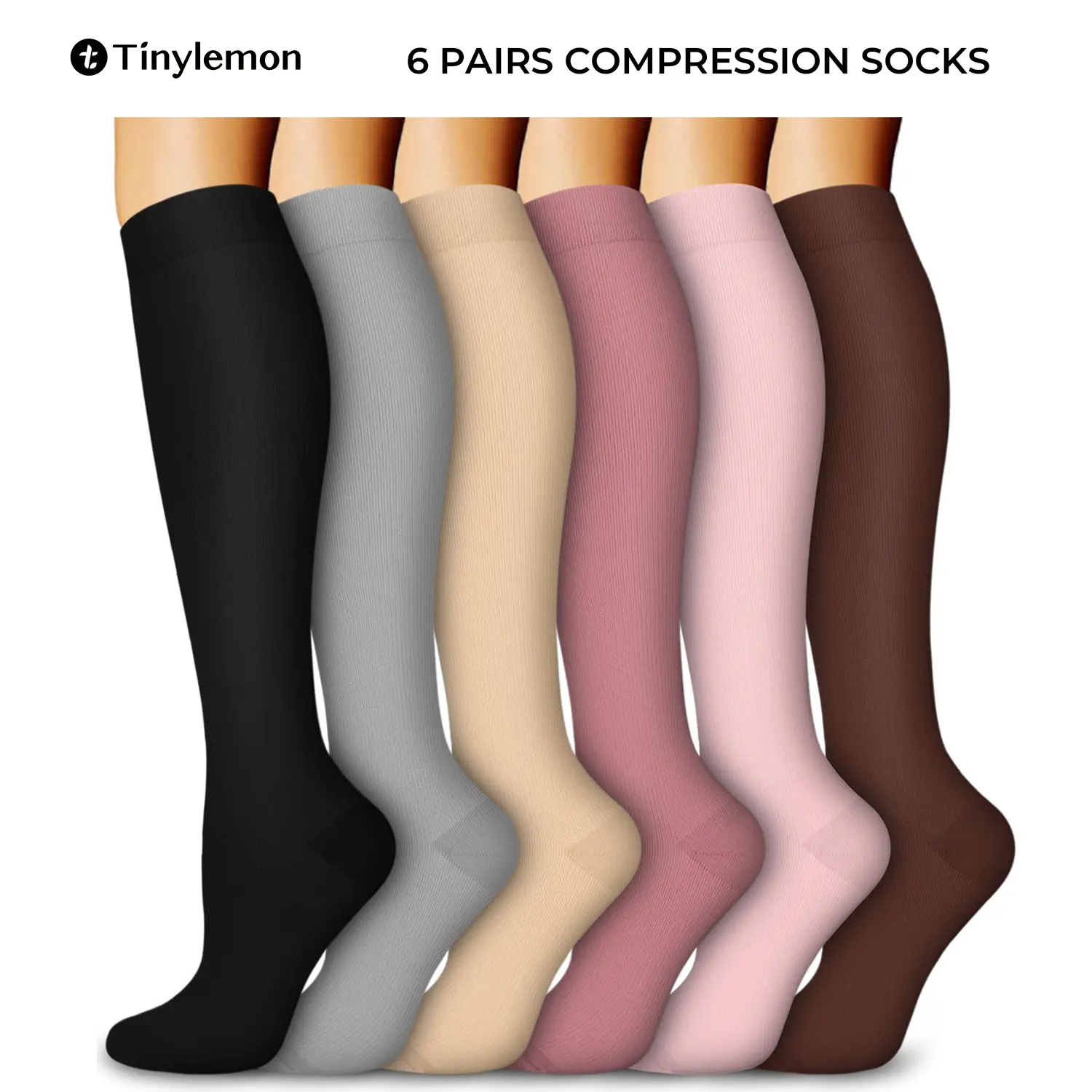 Tinylemon 6 Packs thigh high socks for Women and Men Knee High Socks - Lightweight Fabric, Comfortable Design for Athletic Activities Womenswear 01 Activewear Work Out