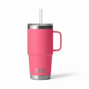 Yeti 25Oz Rambler Straw Mug With Straw Lid Tropical Pink Insulated Travel Tumbler for Hot & Cold Drinks perfect christmas gift