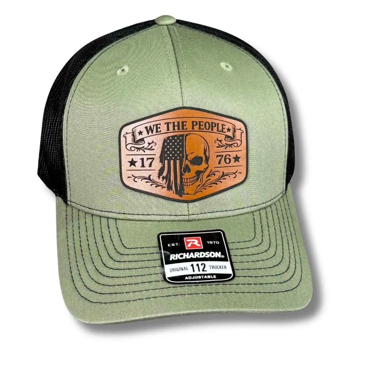 We the People 1776 Hex Patch Hat - Choose Hat Style and Colors - SnapBack, Fitted, Ponytail Cap Pigment Dyed Hat