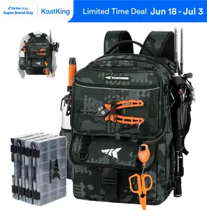 【Summer Wins】50L BaitSpace Fishing Tackle Backpack with Removable Bait Binder & 4 Tackle Boxes, Rod Holders Storage Fishing Gear SummerVibes