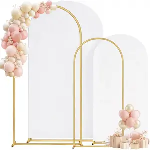 Metal Arch Backdrop Stand and Cover Set of 2, Sturdy 7.2FT, 6FT Party Backdrop Set, Wedding Arch Frame and Cover Set for Birthday, Baby Shower,Graduation,Christmas, Anniversary