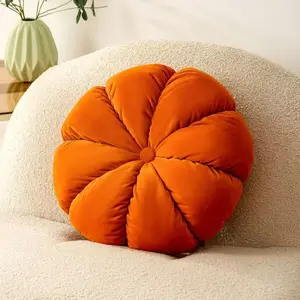 Caramel Twist Flower Pillow, Soft Velvet Atmosphere Cushion, 3D Pleated Petal Backrest, Bring Autumn Warmth Home, 1pc