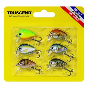 TRUSCEND Super Micro Crankbaits 0.05/0.14oz Freshwater Lifelike Swimbait for Bass Trout Crappie Walleye Pike Slow Sinking Fishing Lure with Treble Hook Fathersdaygift