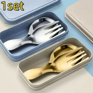 Portable Stainless Steel Mini Spoon Set, Short Handle Round Head Spoons and Forks, Ideal for Outdoor Parties and Kitchen Use