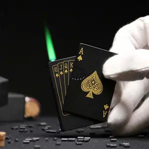 (Butane Not Included)Poker Lighter, Green Flame Ace Lighter, Jet Torch Lighter, Butane Lighter, Cool Lighter, Windproof Love Unique Design, Alloy Material, Suitable For Outdoor, Indoor, BBQ, Candle, Unisex Gift (Butane gas is not included in th