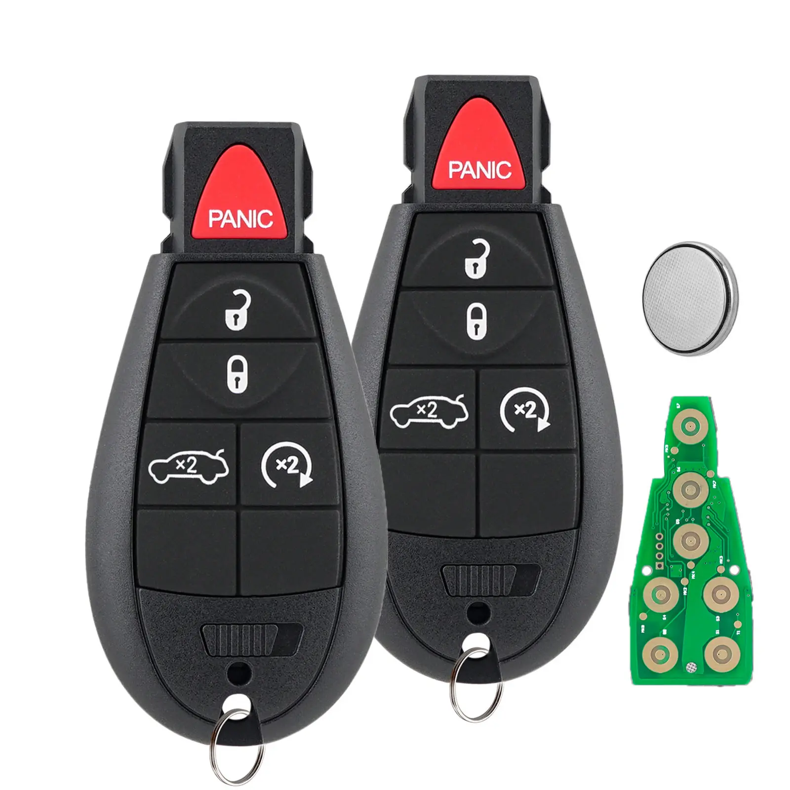 5-Button Trunk Function Keyless Entry Remote Key Fob Replacement (2-Pack) - Car Accessories, Auto Parts for 2008-2013 Jeep Grand Cherokee, Dodge Durango, Challenger, Charger