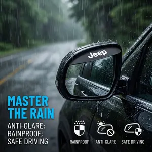 Pair of Car Mirror Rain Guards, Anti-Splash Covers, Car Accessories for Jeep Off-Road & SUV Vehicles - Boost Visibility & Driving Safety