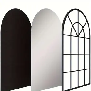 New 24 x 36 Classic Black Metal Arched Window Mirror - Farmhouse-Style Wall-Mounted Decorative Mirror with Windowpane Design for Living Room Bedroom Entryway and Bathroom - Easy to Install and Space-Saving