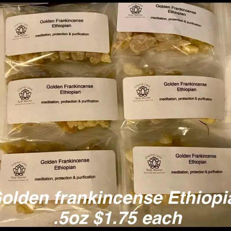 Ethiopian Golden Frankincense Resin, 0.5oz Natural Incense Resin for Aromatherapy & Meditation