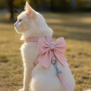 Cute Bowknot Cat Harness and Leash Adjustable Pet Harness
