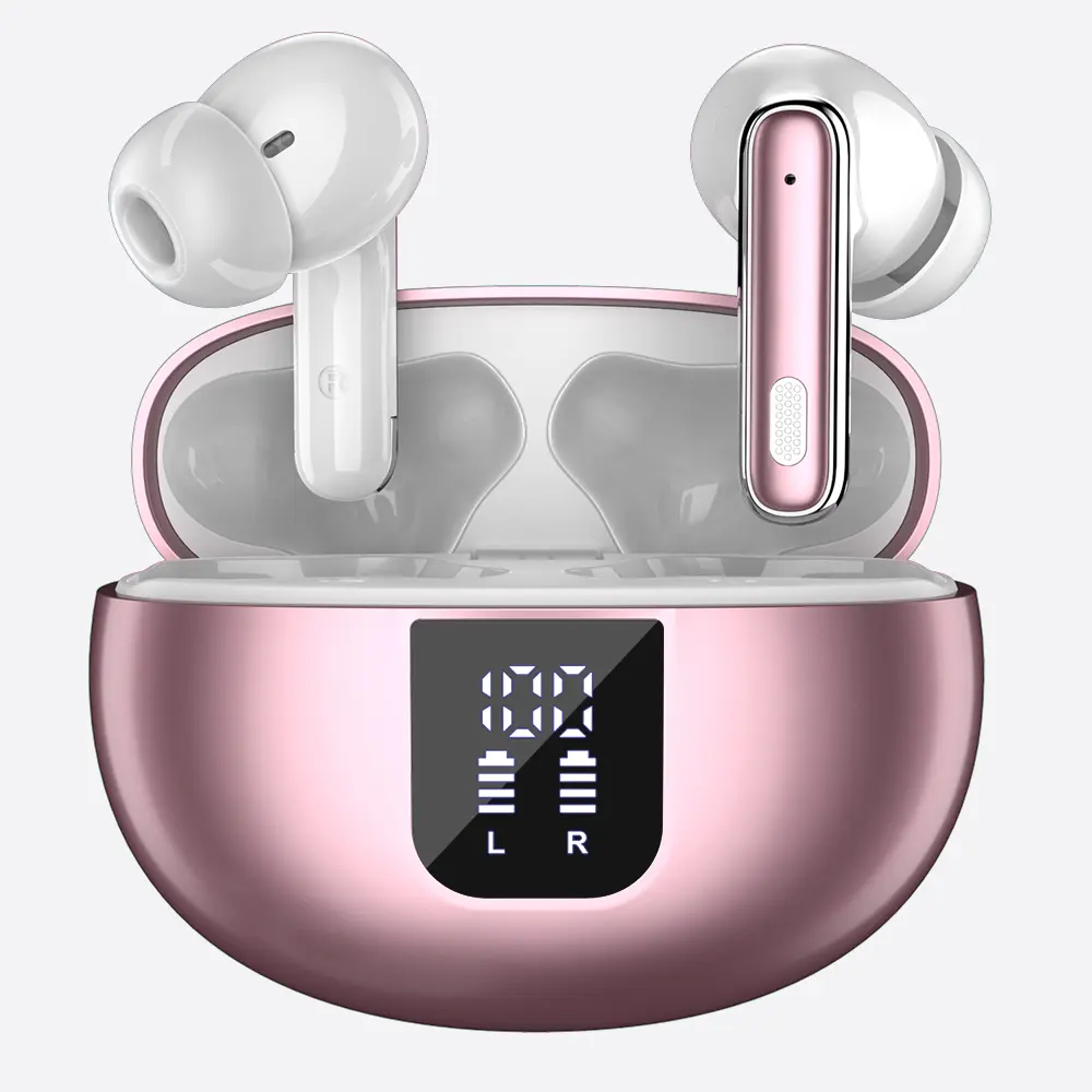 YYK-Q90 Wireless Bluetooth Earbuds, 40H Playtime with Deep Bass Stereo, LED Display, Noise Cancelling Mic, IP7 Waterproof Headphones for iOS & Android