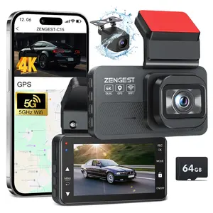 4K+1080P Dual Dash Cam | Front & Rear Recording + ADAS Alerts | GPS+5G WiFi App | 64GB Card Included | Night Vision