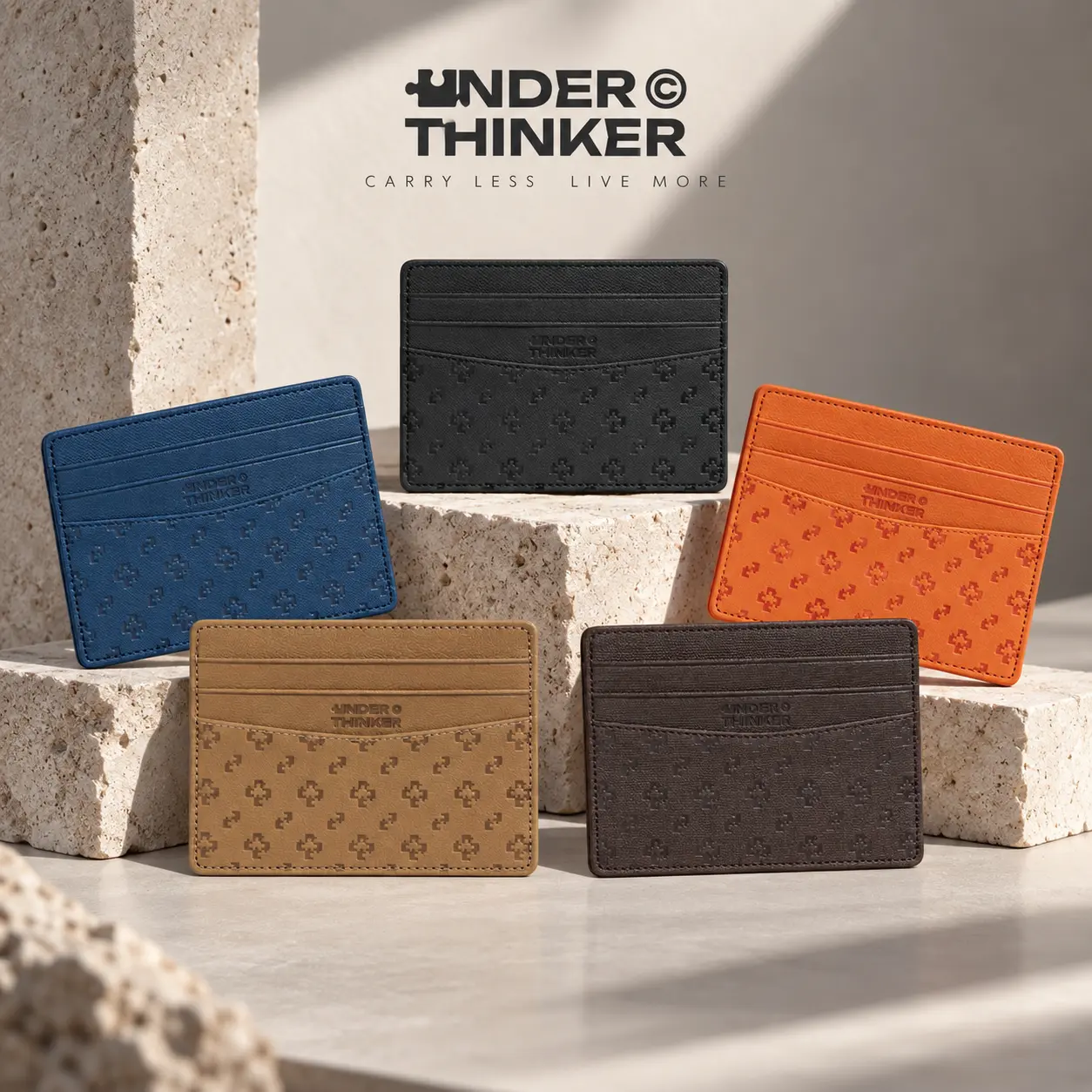 UNDER THINKER Mens Card Holder, Slim Wallet Card Holder for Men and Women, RFID Faux Leather Card Wallet with 6 Card Slots, Gift Box Included, Gift for Him, Gift for Her SIMP