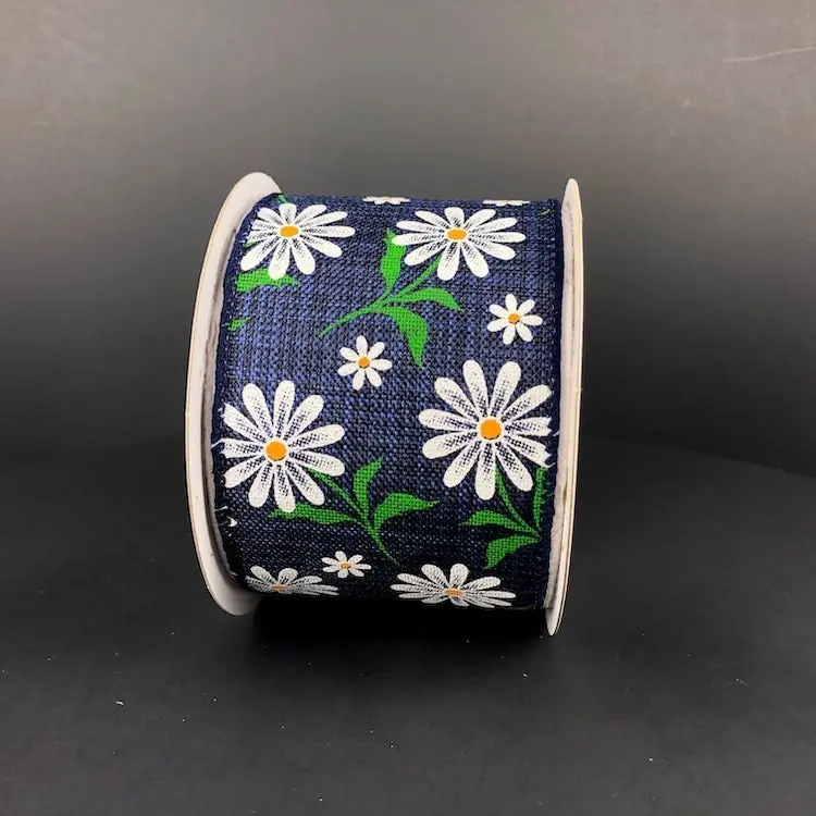 2.5"x10yd Daisy Ribbon Navy