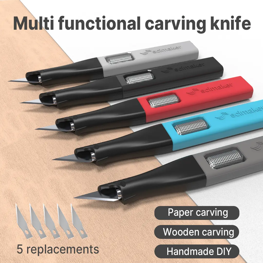 Exacto Knife,Hidden Blade Design at The End,Comes with 5 Spare High Qualiry Carbon Steel Exacto Knife Blades. Craft Knife for Crafting, Arts,Modeling,Scrapbooking,Stencil,DIY Projects.