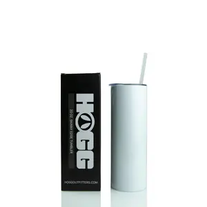 TikTok 20oz Sublimatable Skinny Edge Tumbler with Lid, Stainless Steel, and Straw