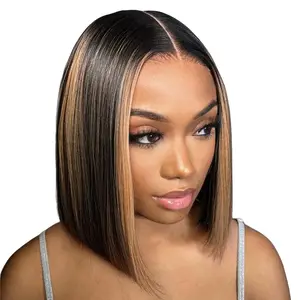 Megalook 13x4 Lace Front Human Hair Wig Double Drawn 100% Human Hair Wig Balayage Color Ombre Brown Natural Hairline Bleached Knots for Women #MegalookHair #TikTokHair