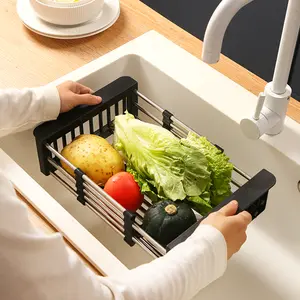 Stainless Steel Retractable Dish Drying Rack Adjustable Over Sink Organizer Space-Saving Rust-Resistant Drainer Sink Dish Rack for Modern Kitchens