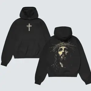 Jesus Crown of Thorns Hoodie God Apparel, Easter Hoodie Jesus Easter Streetwear, Christian Apparel Graphic Hoodie