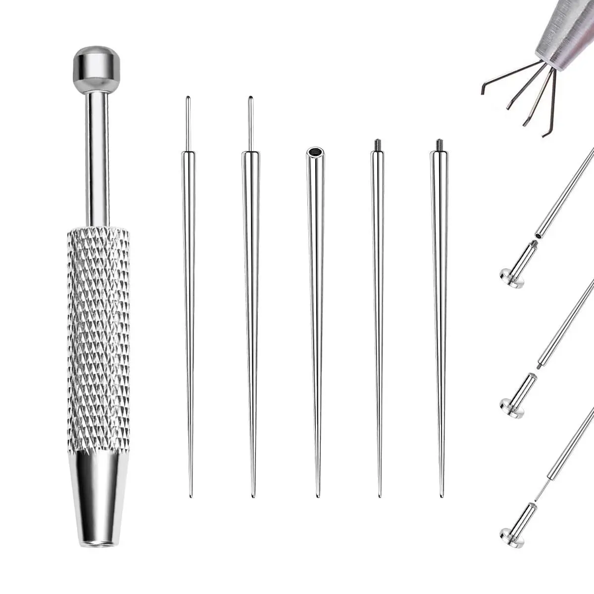 Oufer Body Jewelry Changer Kit Stainess Steel Ball Grabber Tool For Earrings Nose Ring Horseshoe And Lip Jewelry