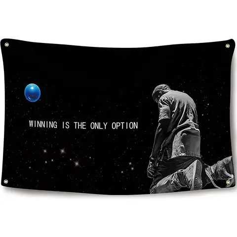 3x5ft Durable Decorative Tapestry Flag - Synthetic Fabric, Double-Stitched, 4 Brass Grommets, Bold Hip-Hop Rapper Quote "Winning Is The Only Option", Bedroom Dorm Decor, Flags for Room, Dorm-To-Outdoor Use, Gift Box Included, Home Supplies Backdrop