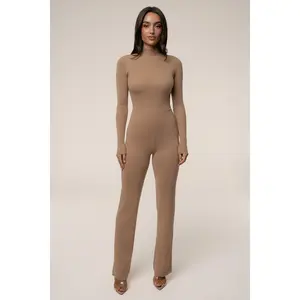 Tan Noel Sweater Knit Jumpsuit