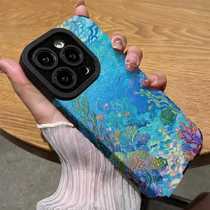 Underwater Coral Fish Painting Phone Case for iPhone 17 16 15 14 13 12 11 7 8 X XS, Anti-Dirty Shockproof Full Protection