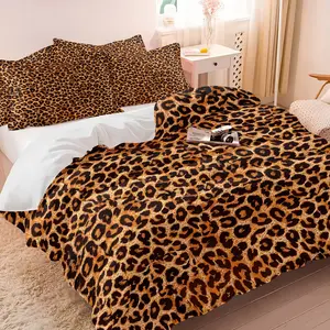 Leopard Print Bedding Set, Leopard Print Bed Linens, Including One Duvet Cover And 1/2 Unfilled Pillowcases, Soft And Comfortable, Suitable For All Rooms, Perfect Gift