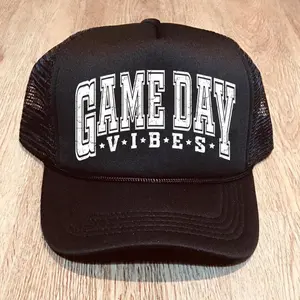 Gameday Vibes Trucker Hat Sports Hat Adjustable Snapback Black Mesh Cap for Game Day Events