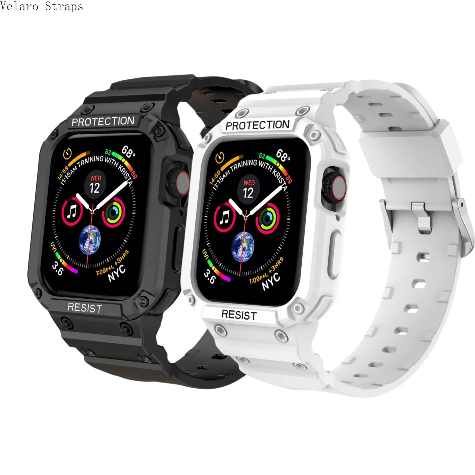 2-Pack Rugged TPU Case + Strap for Smart Watch (38-49mm), Wearable, Accessories, Durable, Protection, Lightweight & Comfortable, Workouts, Protective, Drop-Proof