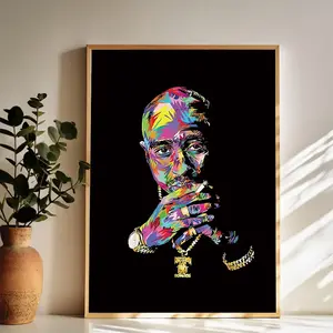 Tupac A Vivid Portrait of a Hip - Hop Icon Wall Art Vintage Black and White Art Posters Funky Aesthetic Canvas Prints Retro Bar Cart Decor for Bar Bedroom