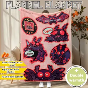 "Mothman" print. American folklore themed flannel blanket. Soft, plush, and oversized for warmth. Ideal for home, office, travel, or as a holiday gift. All-season use and machine washable.