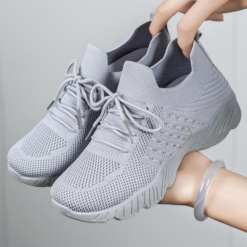 Women's Mesh All-Match Casual Sneakers - Lightweight Breathable Wide Toe Box Retro Athletic Trainers, Thick Sole Fall Footwear for Commute School, US 5-11, Mesh/Knit