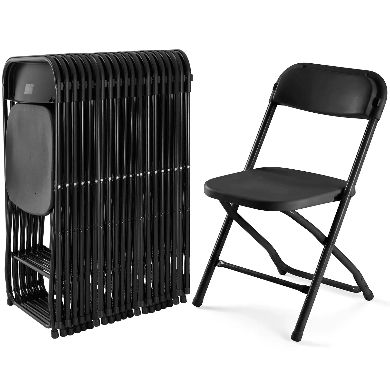 Upholstered Plastic Folding Chair - Steel Frame, 330lb Capacity, Portable Stackable Comfortable Functional Folded-Over Commercial Chair for Events, Indoor Outdoor Use (Office), Folded-Over Folding Chairs, Comfortable Folding Chairs