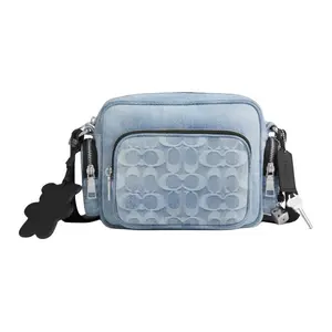 COACH Cargo 20 Monogram Casual Camera Bag in Denim Blue Fabric for Men