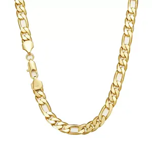 Unisex nano vacuum electroplated K gold Figaro chain necklace — Italian style, fashionable trendy accessory suitable for streetwear and urban styles; can be layered. Necklace width: 2 mm to 10 mm; length available in 20 inches and 24 inches. tiktokshopspr