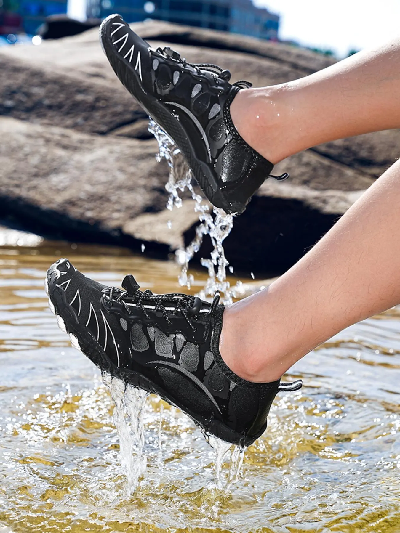 Unisex Colorblock River Trekking Shoes, Lightweight Quick Drying Swimming Shoes, Non-slip Water Shoes for Beach & Water Sports, Water Aqua Shoes, Beach Footwear