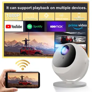 Portable Projector 360° Projection 2.4/5G WiFi 360° HDDual band Wireless 6+ BT4.2 LED 200 InchScreen Built-in Speaker Multifunctional Projector for HomeCinema and Outdoor Use Summer Essentials, Great Birthday Gift, Father's Day Gift