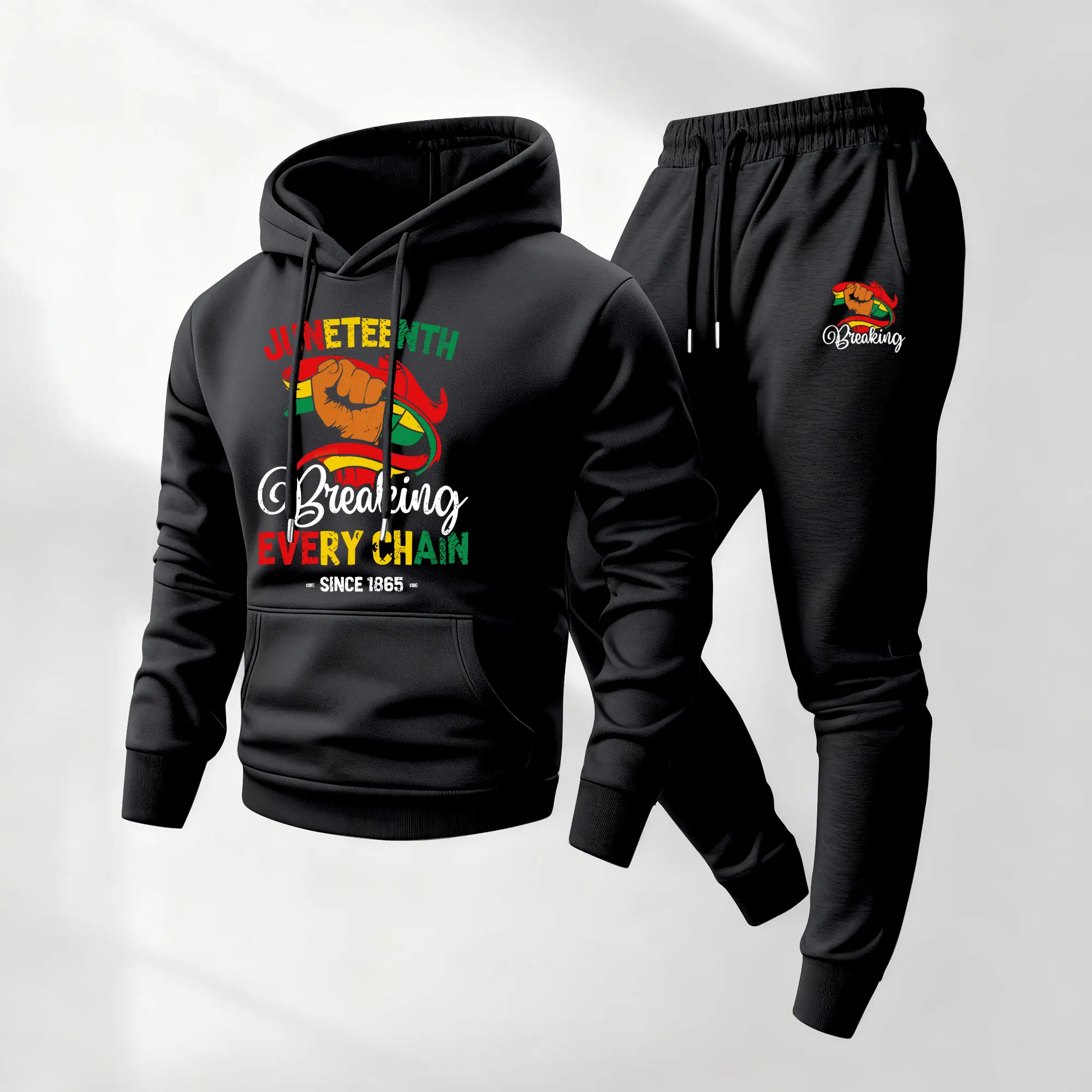 Men's 2-Piece Tracksuit, Printed Long Sleeve Hoodie & Sweatpants Set, Casual Polyester Athleisure Wear with Relaxed Cut for Fall Winter, Longsleeves, Casual Wear, Printed Hoodies, Machine Wash, Hoodie/Jumper