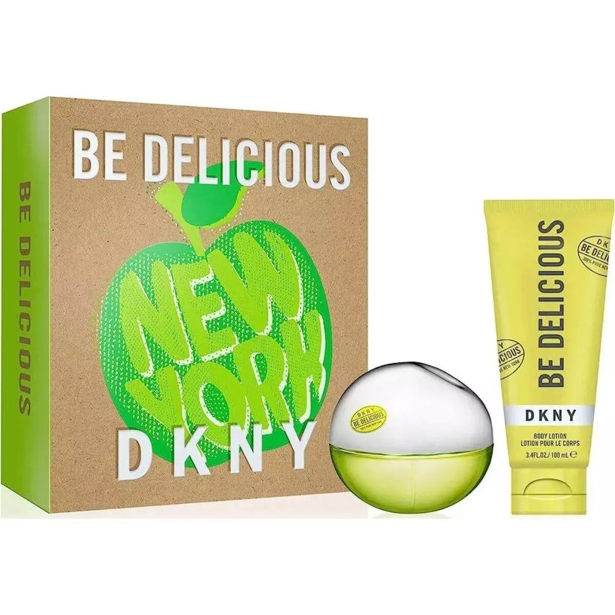 DKNY Be Delicious New York Women's Fragrance Gift Set - 2-Piece Bundle, 3.4 fl oz Fragrance Spray + Body Care Lotion, Packaged, New in Box Spray Bottle, Bundle Women's Fragrance
