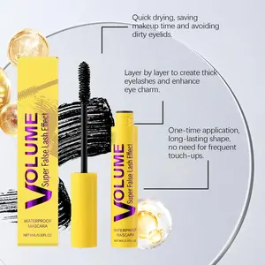 Volume Super False Lash Effect Waterproof Mascara, Smudge-Free, Clump-Free, Long Lasting, Buildable Volume & Length, Gentle Removal