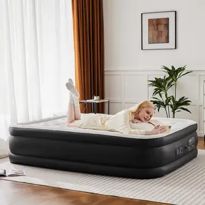 Sweetcrispy Air Mattress Built-in Pump Dura-Beam Deluxe Comfort-Plush Portable Inflatable Blow-up Bed for Camping Travel Guests