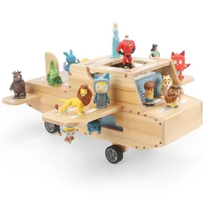 Airplane Toy Storage Shelf for Toniebox(Only Shelf), Figures | Holds 20-50 Tonies Characters with Charging Slot | Fun Kids' Organizer, Wooden Display Shelf for Bedroom & Playroom
