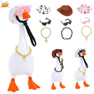 7 Inches Desk Goose Outfits Porch Goose Mini Western Cowboy Hat with Scarf Sunglasses Funny Magnetic Desk Goose Duck Decor for Home Office