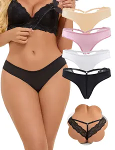 OHYEAH Women's Plus Size Lace Thong Panties, V-String Underwear