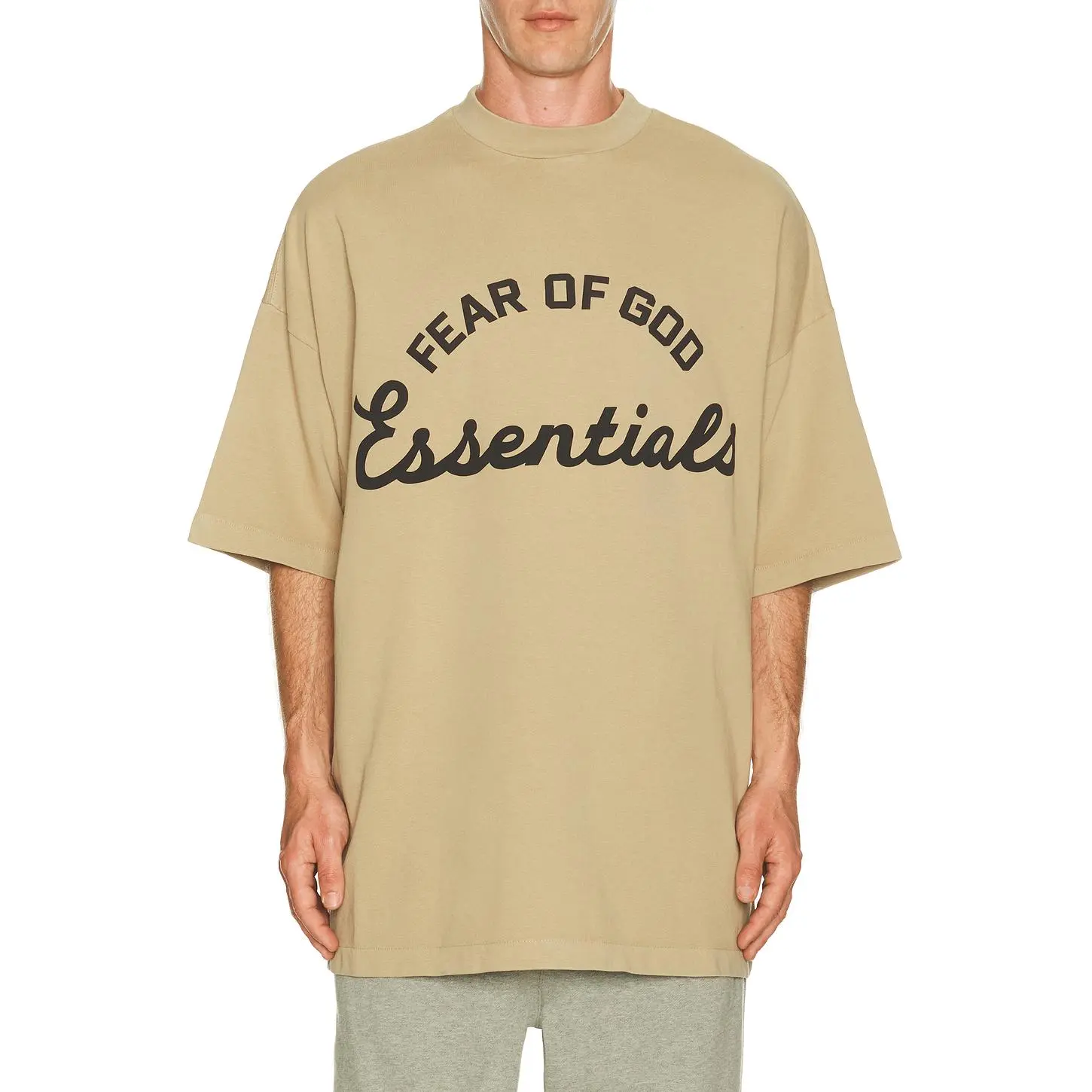 Fear of God ESSENTIALS Training 90's Short Sleeve Tee in Faded Dune Fear of God ESSENTIALS Training 90's Short Sleeve Tee in Faded Dune