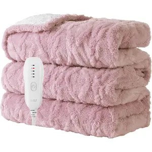 Soft Heated Electric Throw Blanket 50"x60" with 5 Heating Levels & 3 Hours Auto-Off Machine Washable Pink