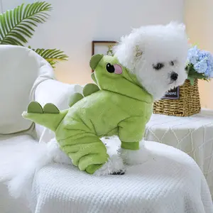 Cute Dinosaur Design Pet Clothes Sweater, Soft & Comfortable Pet Clothes for Small Dogs & Cats, Thick Flannel Warm Pet Clothes for Autumn & Winter